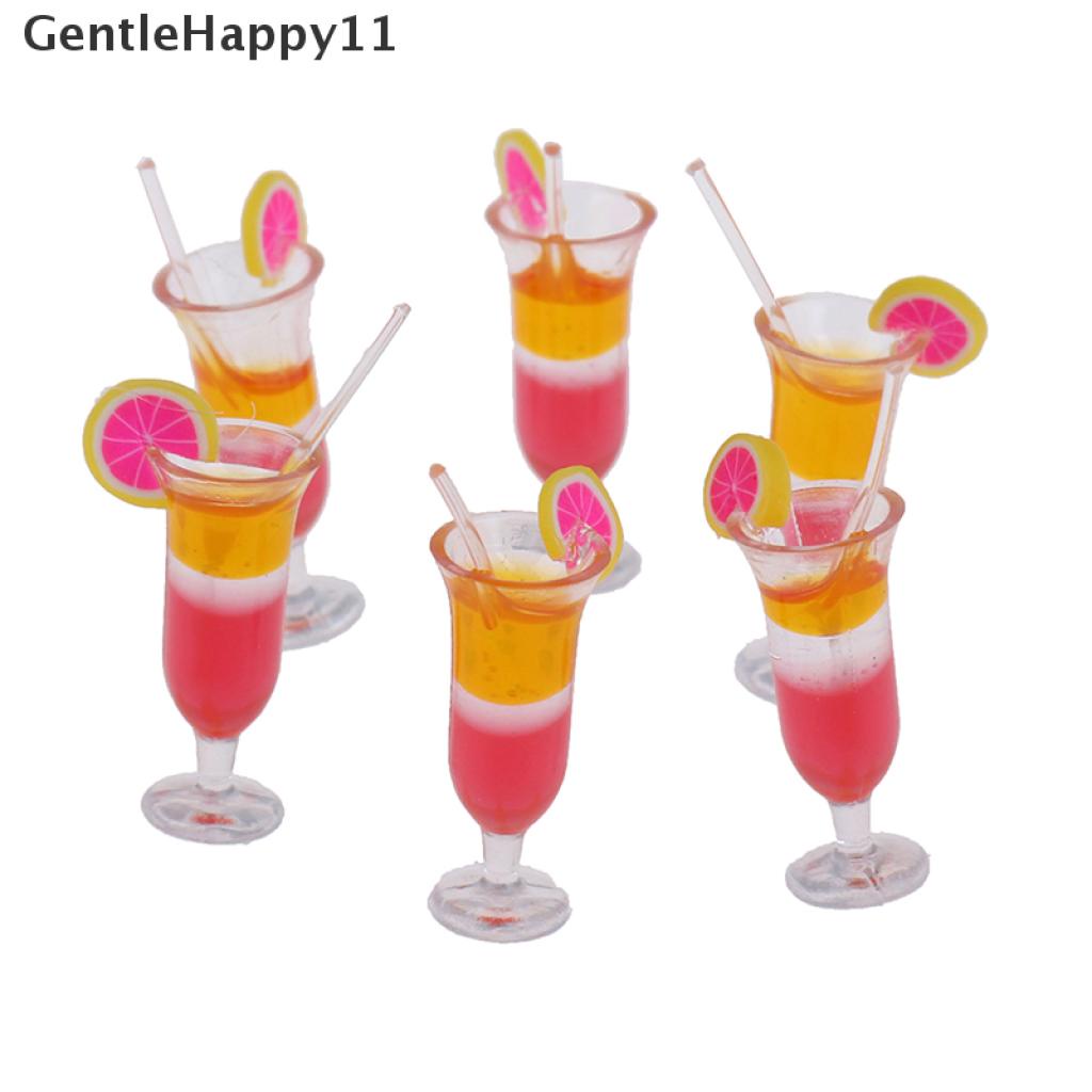 Gentlehappy 6Pcs / Set Mainan Miniatur Gelas Jus Skala 1: 12 Untuk Aksesoris Dapur Rumah Boneka