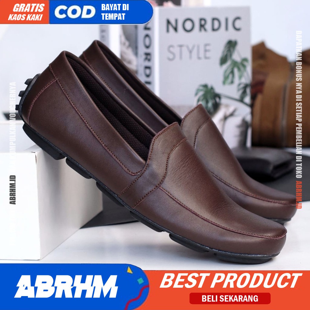 ABRHM x POLAS Sepatu Slip On Pria Sepatu Pria Casual Anti Slip Sepatu Kerja Cowok / Cowok Sepatu Kasual Santai Kekinian