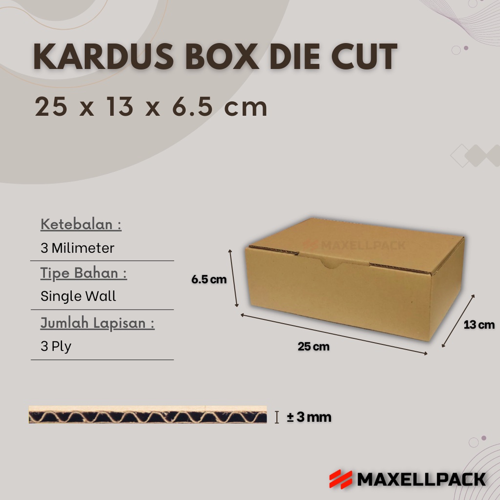 

Kardus Box Die Cut 25x13x6,5 CM Kotak Dus Kue Makanan Polos