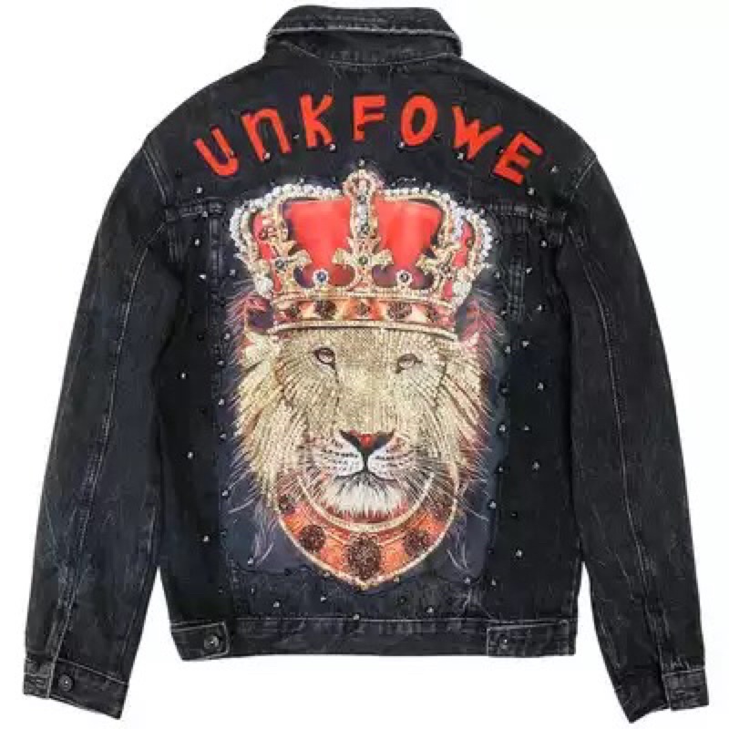 JAKET JEANS LUXURY IMPORT PRIA WANITA ASIA EROPA KOREA AMERIKA ORIGINAL RIVET KING LION