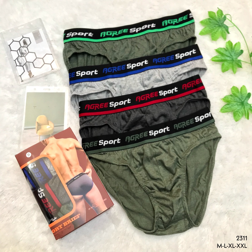 RVC75 - AGREE 3pcs Celana Dalam Sempak Pria JUMBO M L XL XXL 4L 5L 6L CD Brief Cowok Katun Polos Und