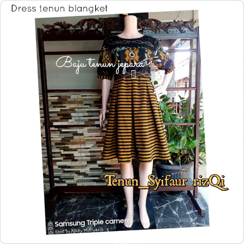 Dress tenun etnik lurik mawar baju tenun jepara DTB10