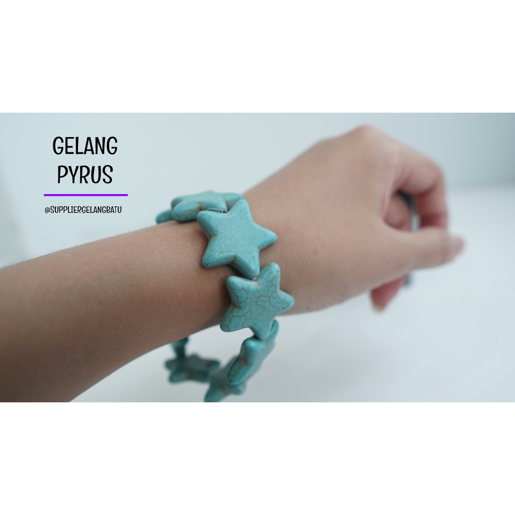 gelang Batu PIRUS BIRU BINTANG 26mm akik kado pria wanita blue phyrus