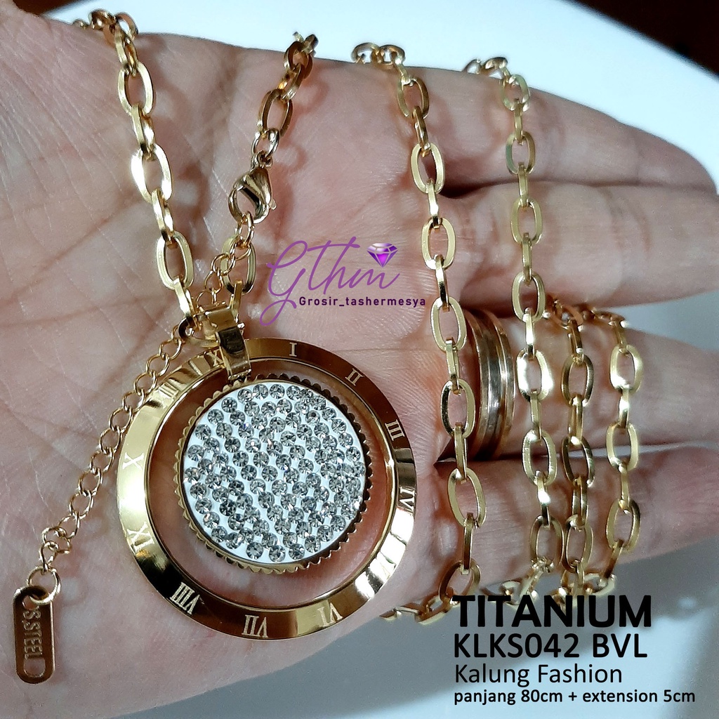 kalung titanium wanita hijab BVL panjang klks042 Anti karat anti luntur