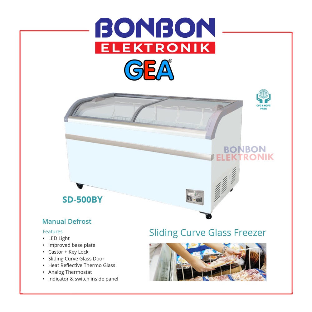 GEA Sliding Curve Glass Freezer SD-700BY / SD700BY 700L