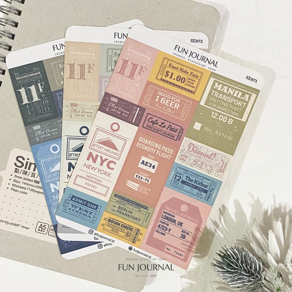 

VARIOUS TICKET STICKER STIKER SHEET UNTUK JOURNAL JURNAL PLANNING PLANNER SCRAPBOOK DIY BUJO