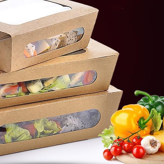 ☁ Brown Kraft Paper Lunch Box Window (XL) / Paper Box XL (10 Pcs) ♥