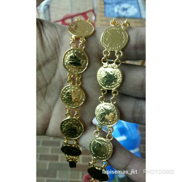 Gelang koin suku ringgit isi 8 lapis emas 24k
