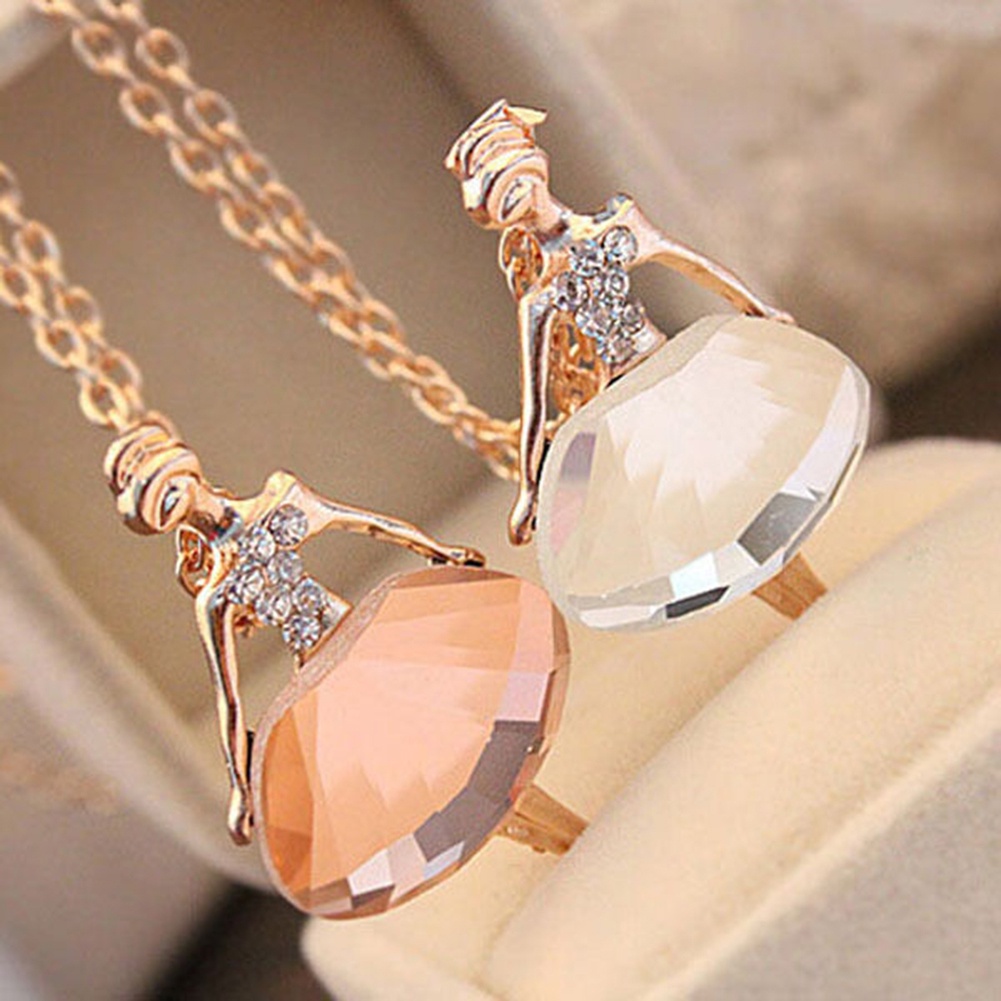 Hu Hu Hu Hu Hu Alat Bantu Pasang Kacamata♡ Kalung Rantai Liontin Penari Balet Hias Berlian Imitasi Untuk Wanita