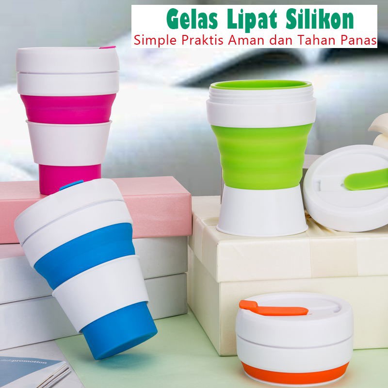 KUP - COD MURAH GELAS LIPAT SILIKON MULTIFUNGSI BPA FREE / FOLDABEL CUP / TELESCOPIC CUP