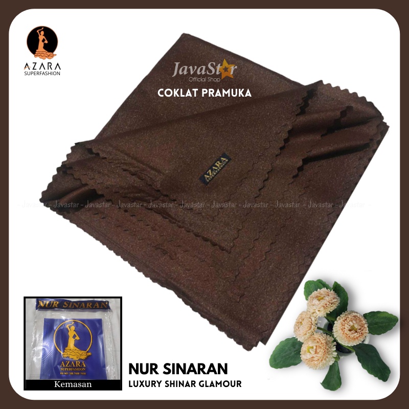 (GROSIR COD) Jilbab Azara luxury NUR sinar glamour Laser Cut kerudung hijab segiempat glowing-Coklat Pramuka