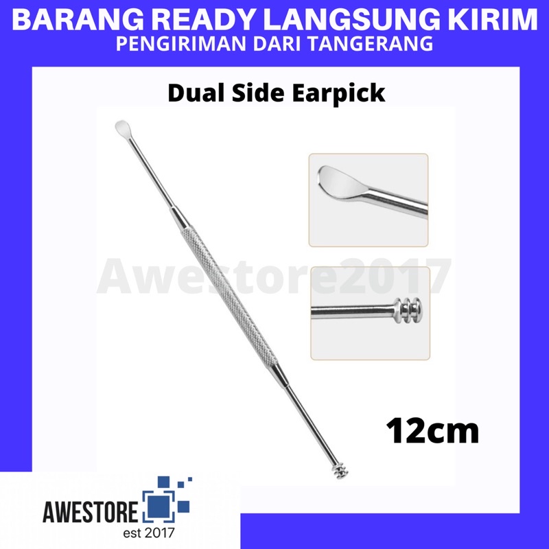 Korek Kuping 2 Sisi 2in1 Dual Side Dua Ujung Earpick Double Headed Stainless Ear Pick