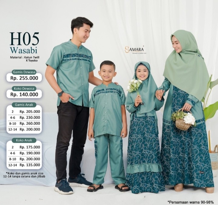 Baju Gamis Sarimbit Couple Pasangan Keluarga Muslim Lebaran Kondangan Terbaru 2021 Samara H05 Wasabi