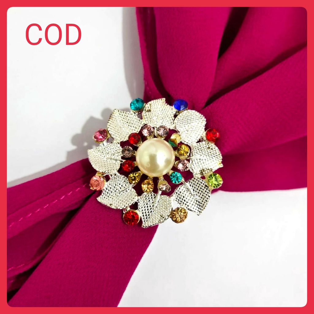 [COD] Bros Ring Cincin Jilbab Mewah Terbaru Bross Hijab Murah Aksesoris Kerudung Fashion Wanita Kore
