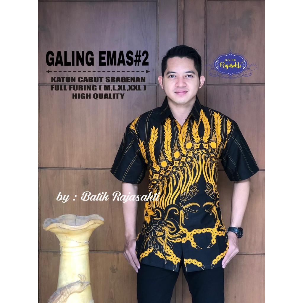 GALING EMAS 2 RAJASAKTI KEMEJA BATIK SOLO PRIA LENGAN PENDEK LAPIS FURING ATASAN BATIK PREMIUM MODERN KATUN HALUS BAHUWIRYA  BANAMITRA BANAMITRA PUTIH BANGSAWAN BAYU PUTRA BERLIAN BIRU BHARATAYUDA BIMASENA BIRENDRA BIRU INDAH BRAHMAKERTA BRAHMAKERTA MERAH