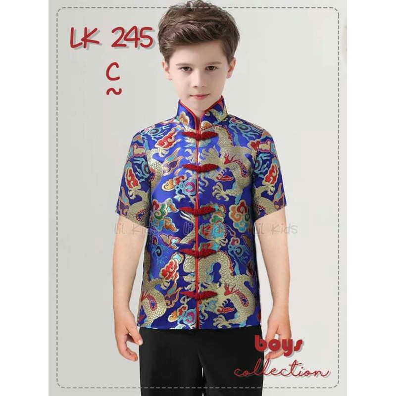 LK245 BAJU IMLEK COWOK  (KEMEJA PRINT  + CELANA KATUN)