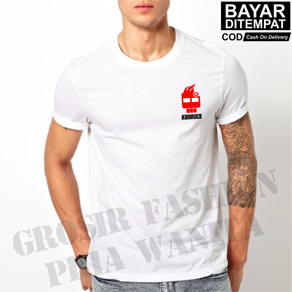 KAOS DISTRO LOGO KECIL KIDDROCK 2 / T SHIRT PRIA / KAOS DISTRO PRIA / FASHION PRIA