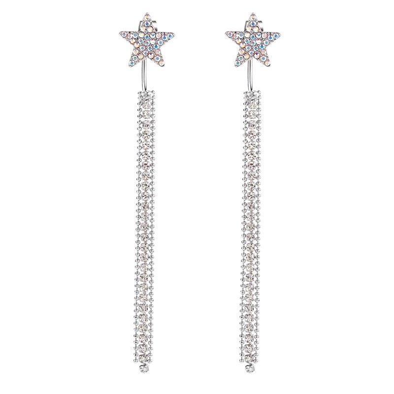 Pentagram bintang rumbai anting-anting wanita Korea tren unik temperamental panjang earbud Baru anti