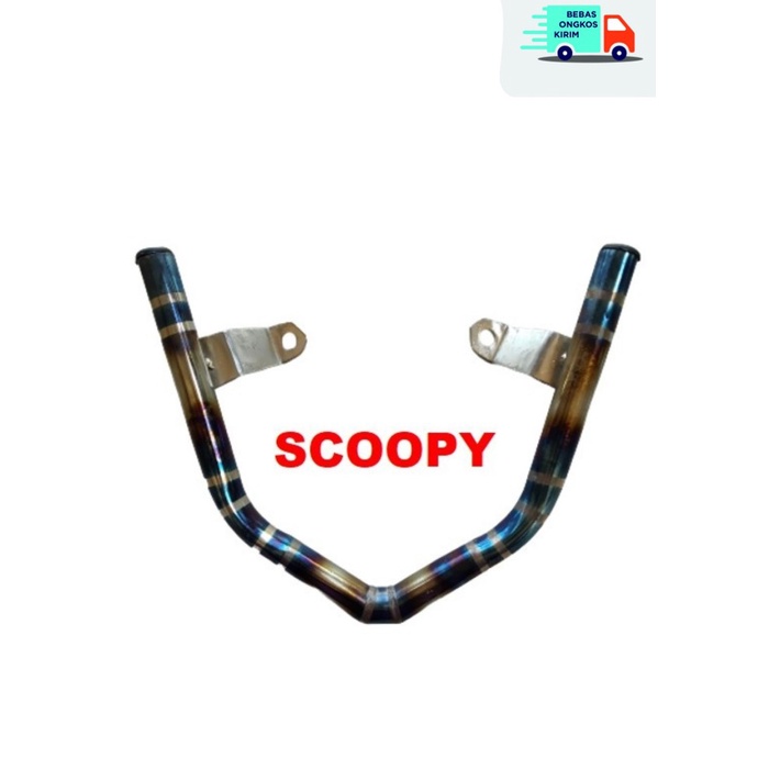 COD Behel Belakang Motor Scoopy Two Tone Bahan Full Stainless - Blue ORI