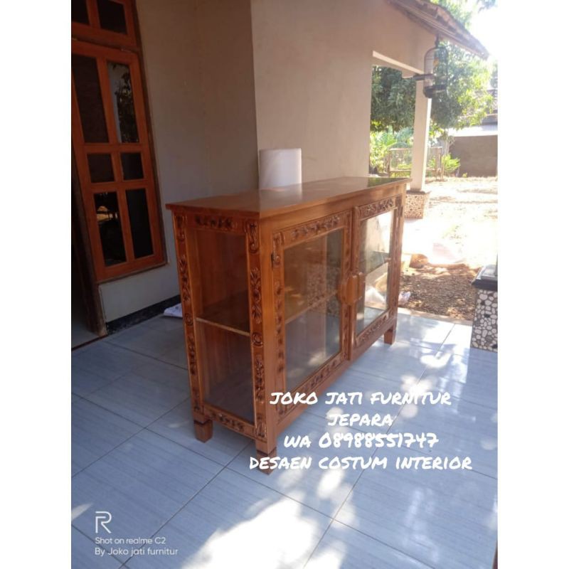 bufet minimalis ukir Jepara/bufet kaca/bufet hias