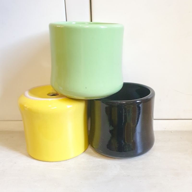 SPAIN - POT KERAMIK 7,5 CM BULAT SEDANG KAKTUS SUKULEN MINI TFJARTISAN