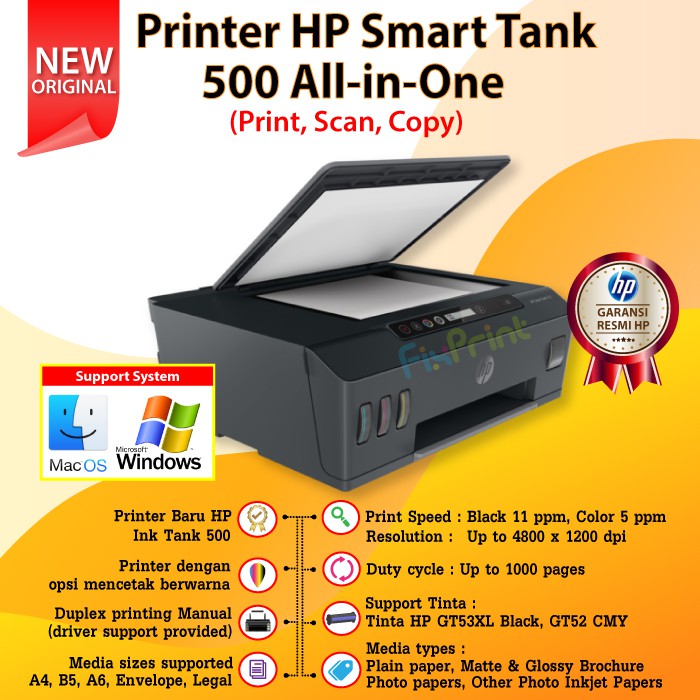 Printer Smart Tank HP 500 Print Scan Copy Pengganti HP 315 all in one