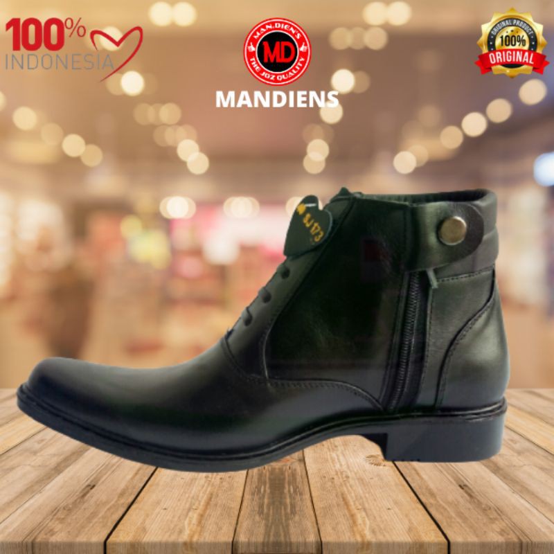 Mandiens - SJ173 Sepatu Boots Kulit Asli PDH TNI POLRI Original Medali Export Quality