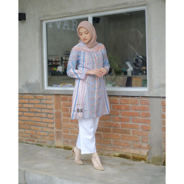 TUNIK BATIK WANITA MODERN SOFTCOLOR TERATAI || ATASAN WANITA || M-L-XL-XXL-3L