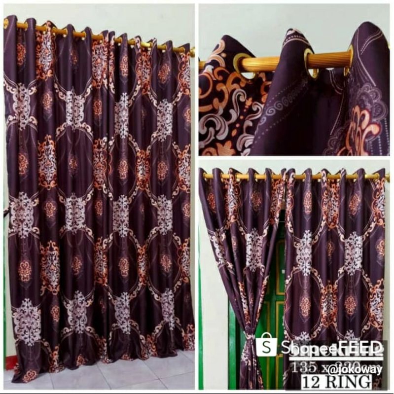 Gorden/Horden Pintu dan Jendela ukuran 3 nako/3 daun jendela coklat sultan
