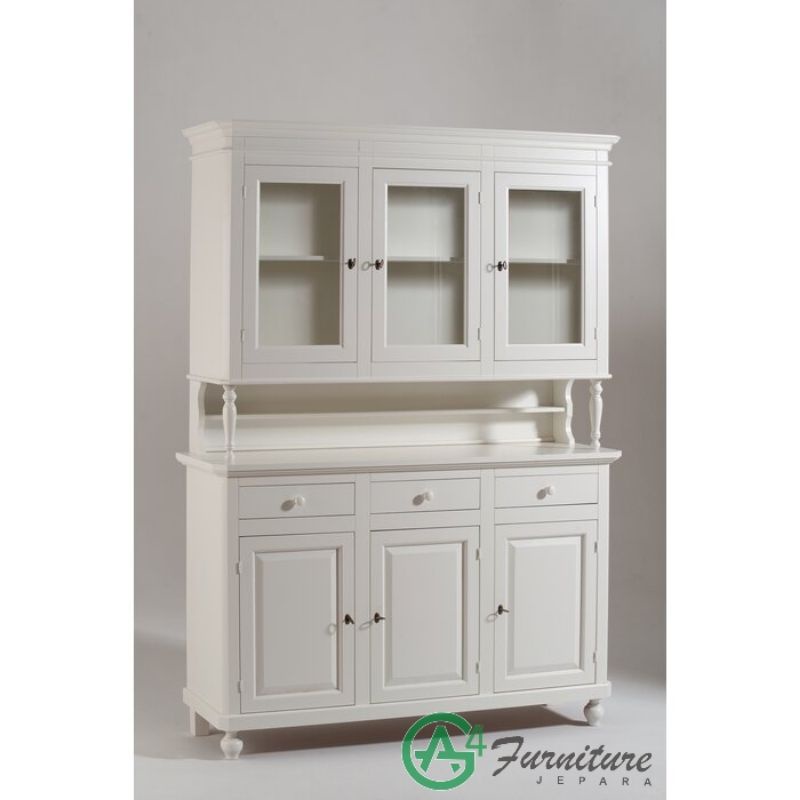 Lemari Hias Kayu Glos Duco Putih - Kayu Mahoni