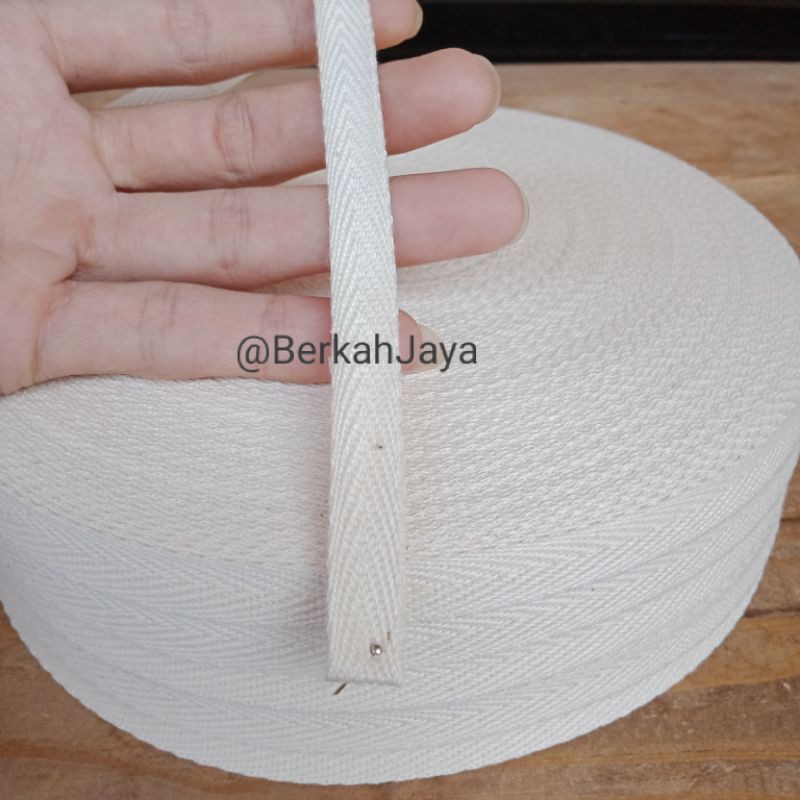 Tali Webbing Pelipit Tas 1.0 Cm Katun Putih Tulang