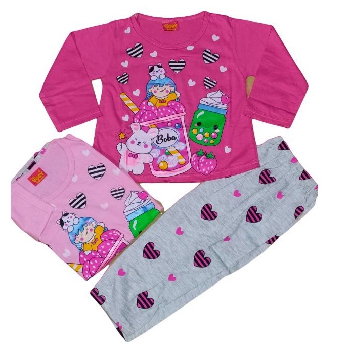 BAJU ANAK CEWEK/KAOS SETELAN PANJANG ANAK PEREMPUAN/KAOS BOBA
