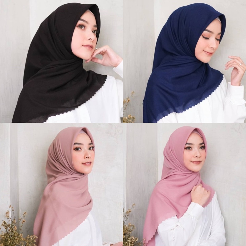 HIJAB LASERCUT VOAL SEGIEMPAT POLLY COTTON LASER CUT BELLA SQUARE JILBAB Ladyfame