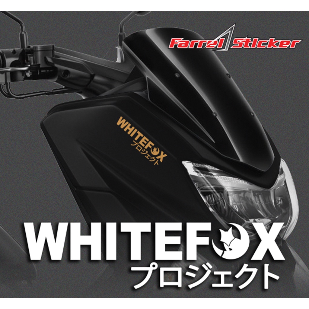 Stiker white fox sticker WHITEFOX 12 CM KANJI