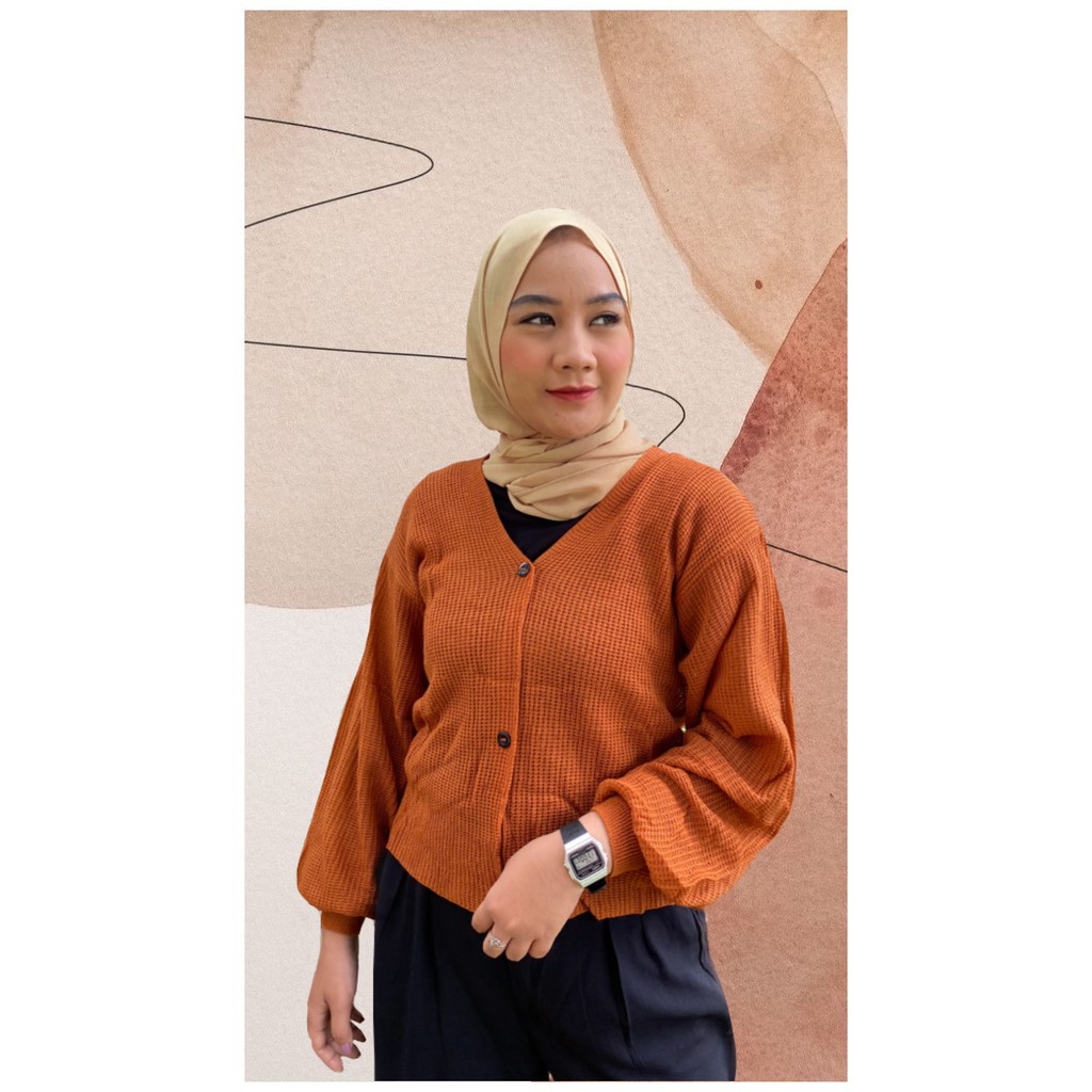 Cardgan coral / cardigan rajut balon / kardigan rajut