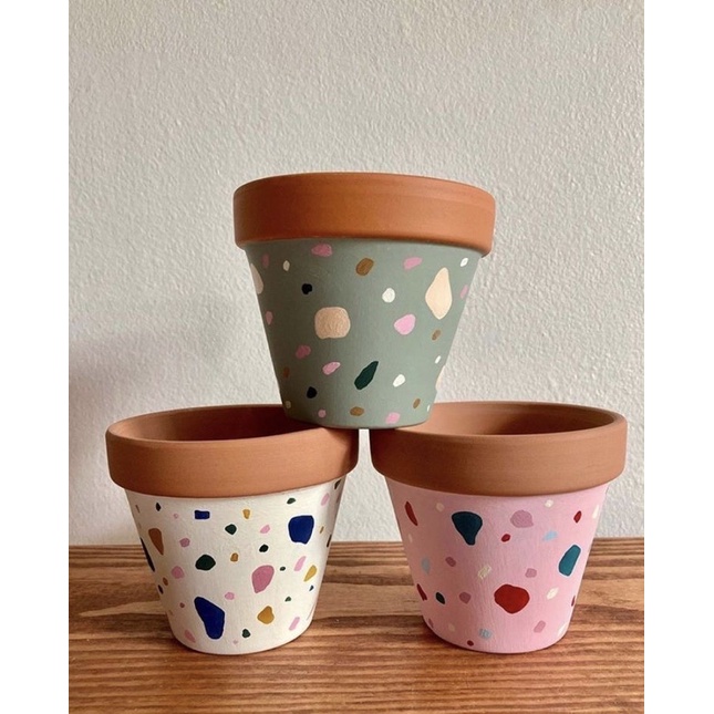 Pot Terakota Handmade Motif D / Vas Tanah liat / Cover Pot Gerabah Sukulen / Aesthetic Decor / Pot B