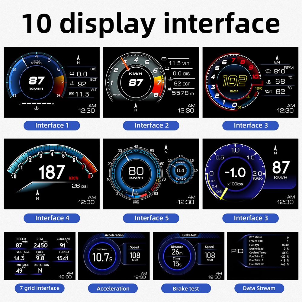 P6 Smart Mobil Layar Display OBD+GPS HUD Sistem Ganda Mobil Head up Display Digital Speedometer dengan Uji Rem Akselerasi Jelas Kode Kesalahan