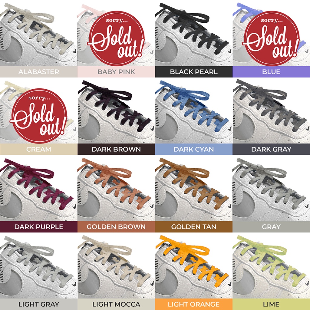 Tali Lilin Gepeng (Finest) 5mm 90cm Aneka Warna Untuk Sepatu Sneakers