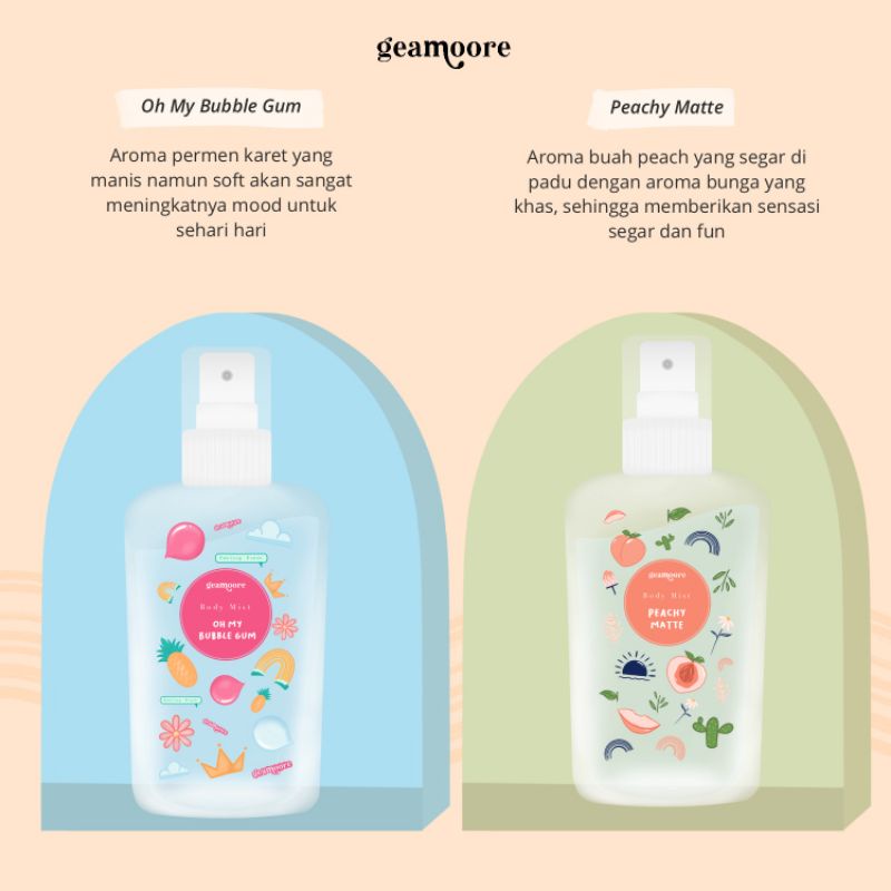 (Free pouch) Bodymist Geamoore Travel Size / Paket Premium Bodymist Geamoore / Hairmist Hairspray Geamoore / Parfum Geamoore BPOM 30ml (Distributor Resmi Jakarta Barat)