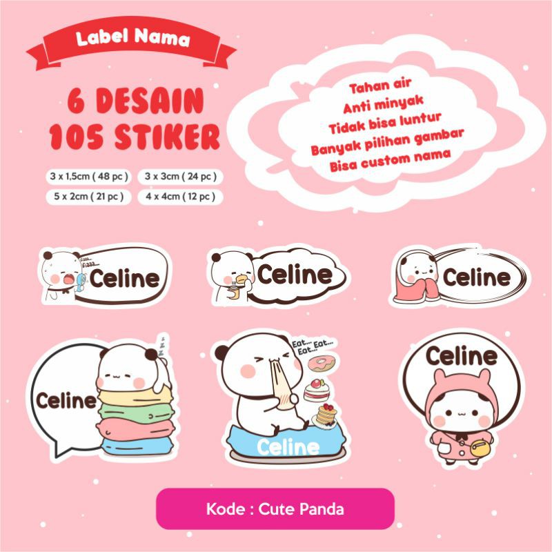 

105 PCS STIKER NAMA STIKER BAJU WATERPROOF KARAKTER PEREMPUAN LAKI-LAKI LUCU MURAH BAGUS