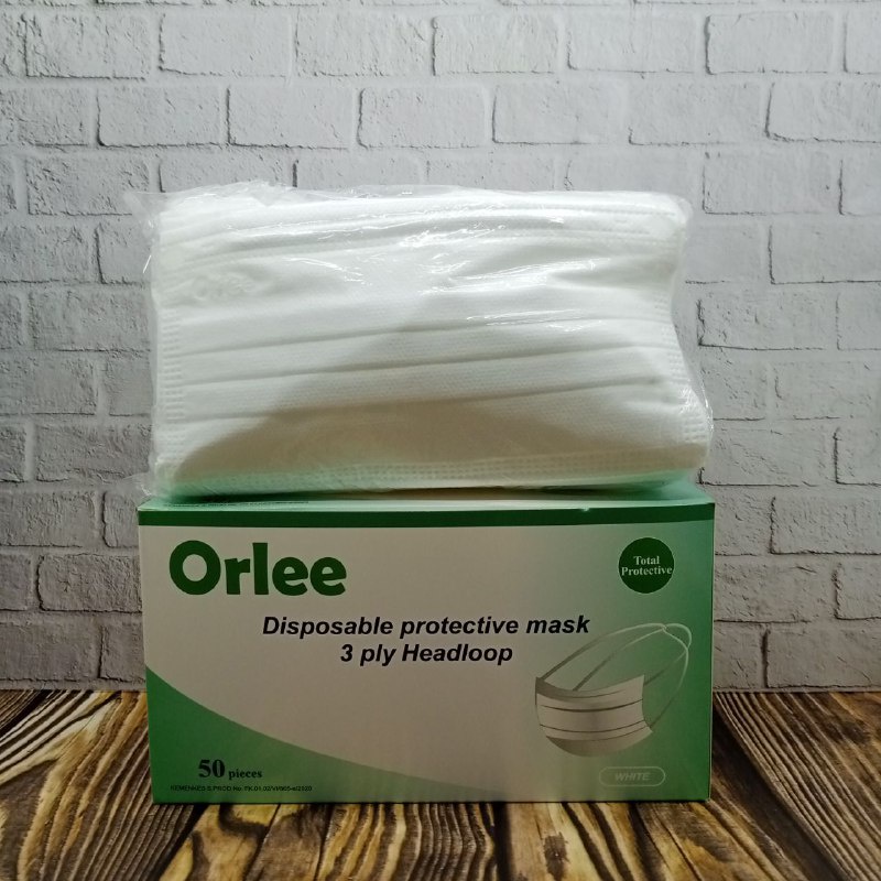 Masker 3 ply 3Ply Earloop Tali kuping Masker Medis Kemenkes 1 box isi 50 pcs ORLEE