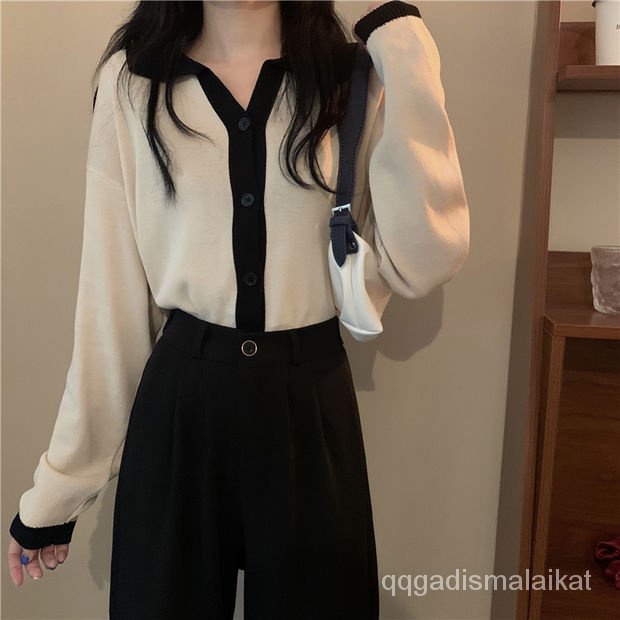 【COD】Cardigan Wanita Korea Kardigan Rajutan V-neck Prancis