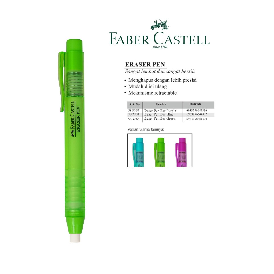 

Faber Castell Eraser Pen Pena Penghapus Mekanik Detail Garis ORIGINAL