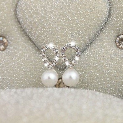 Anting Mutiara Pejantan Kristal Fashion Heart Pearl Crystal Stud Earring Charm Zircon Star Earrings Jewelry for Women Lady Gift-6