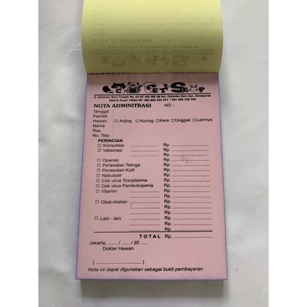 

NOTA CUSTOM 3 PLY, NOTA OLSHOP LAUNDRY, UKURAN 10 x 16 CM PEMBELIAN HARUS 40 BUKU