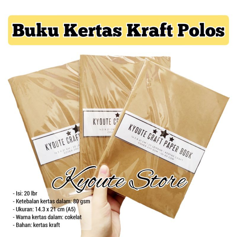 

Kyoute Buku Kertas Kraft Polos Cokelat / Craft Book Paper for Scrapbook DIY Bujo Planner Lettering