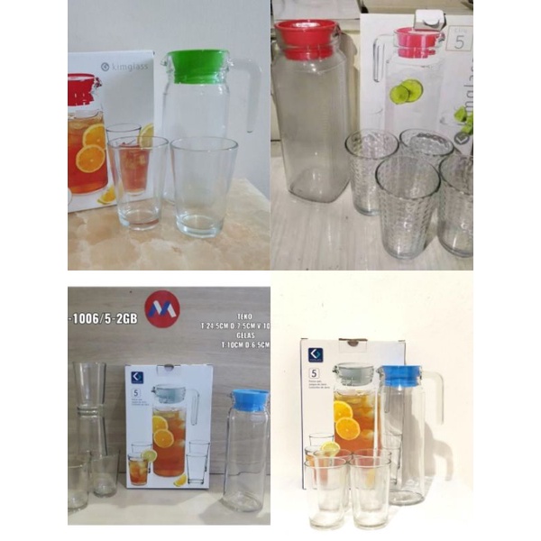 Jual Teko Kaca Set 5in1 Kimglass Pitcher Teko Kaca Set Shopee Indonesia 4036