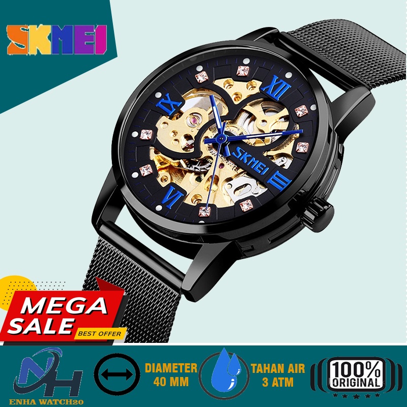 Jam Tangan Pria Rantai Pasir Mesin Otomatis SKMEI 9199  Jam Laki Cowok Tanpa Batu baterai Automatic 