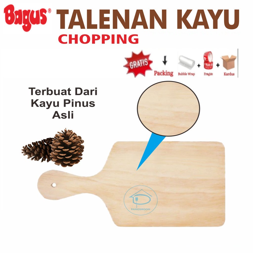 Talenan Kayu Gagang Ukuran Kecil Wood Chopping Board Alas Potong Multifungsi Talenan Kayu Tebal Murah