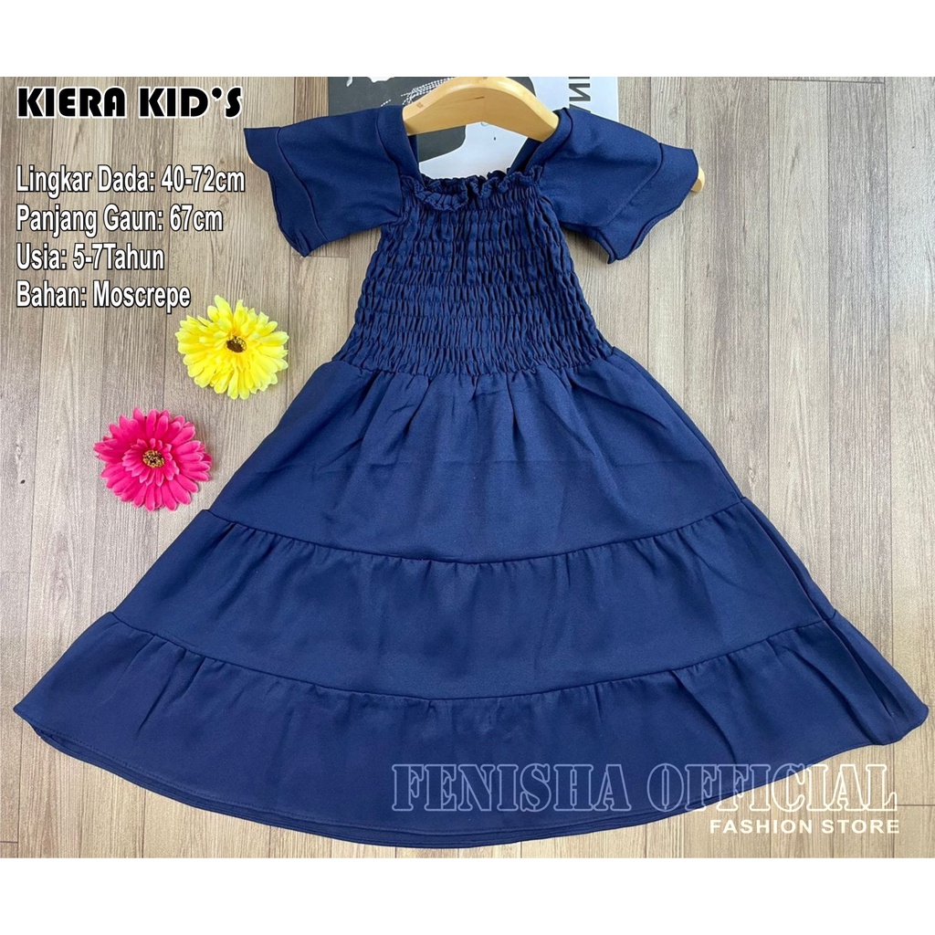 FenishaStore Dress Anak Kekinian KIERA Kid’s Usia 5-7Tahun Bahan Moscrepe - Bisa Bayar Ditempat COD